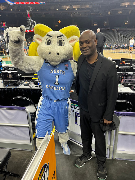 Joseph Hobbs and Ramsey (University of Chapel Hill Mascot)