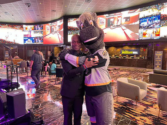 Joseph Hobbs and Chance (The Las Vegas Knights NHL Mascot)