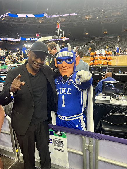 Joseph Hobbs and Blue Devil (Duke University Masquot)